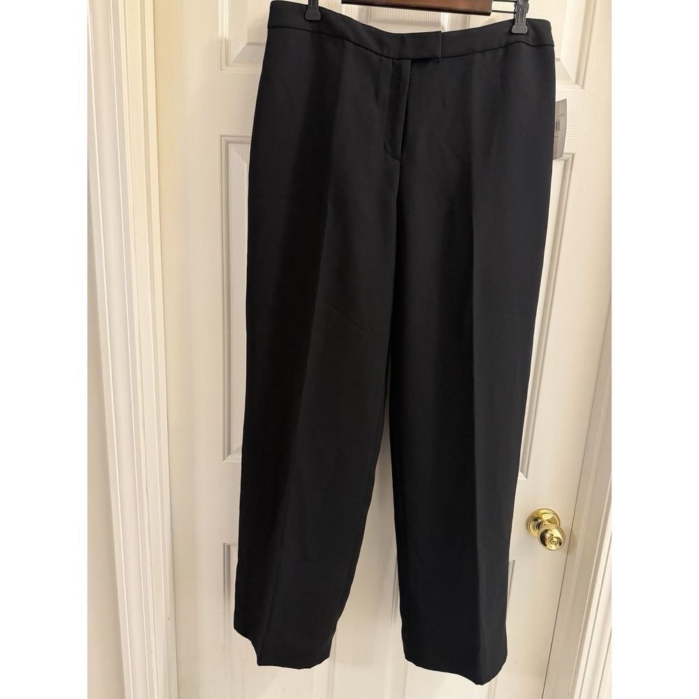 j.h. collectables Women's Black Solid Flat Front Polyester Dress Pants 16